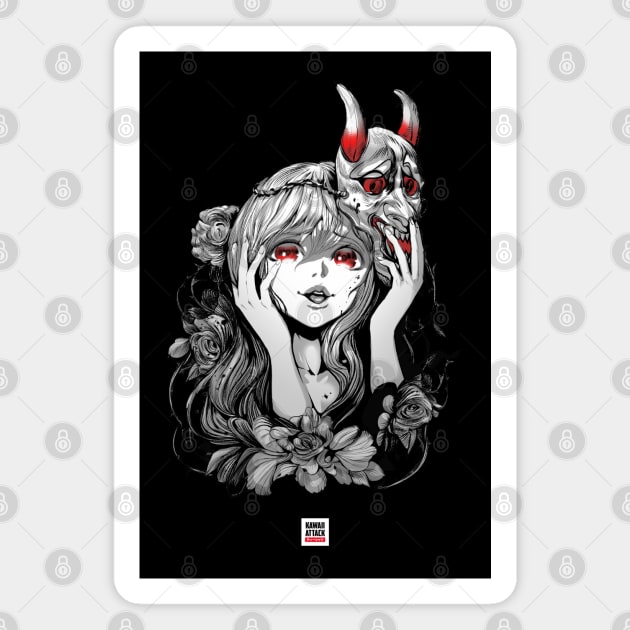 Oni Mask Japanese Yandere Girl Magnet by KawaiiAttack